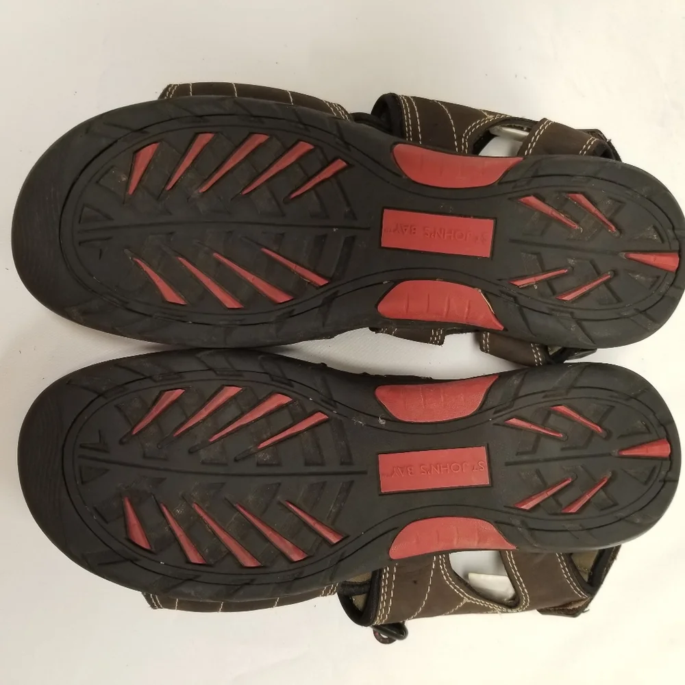St Johns Bay Sandals Mens Sz 10 Cartop Brown Open Toe Memory Foam